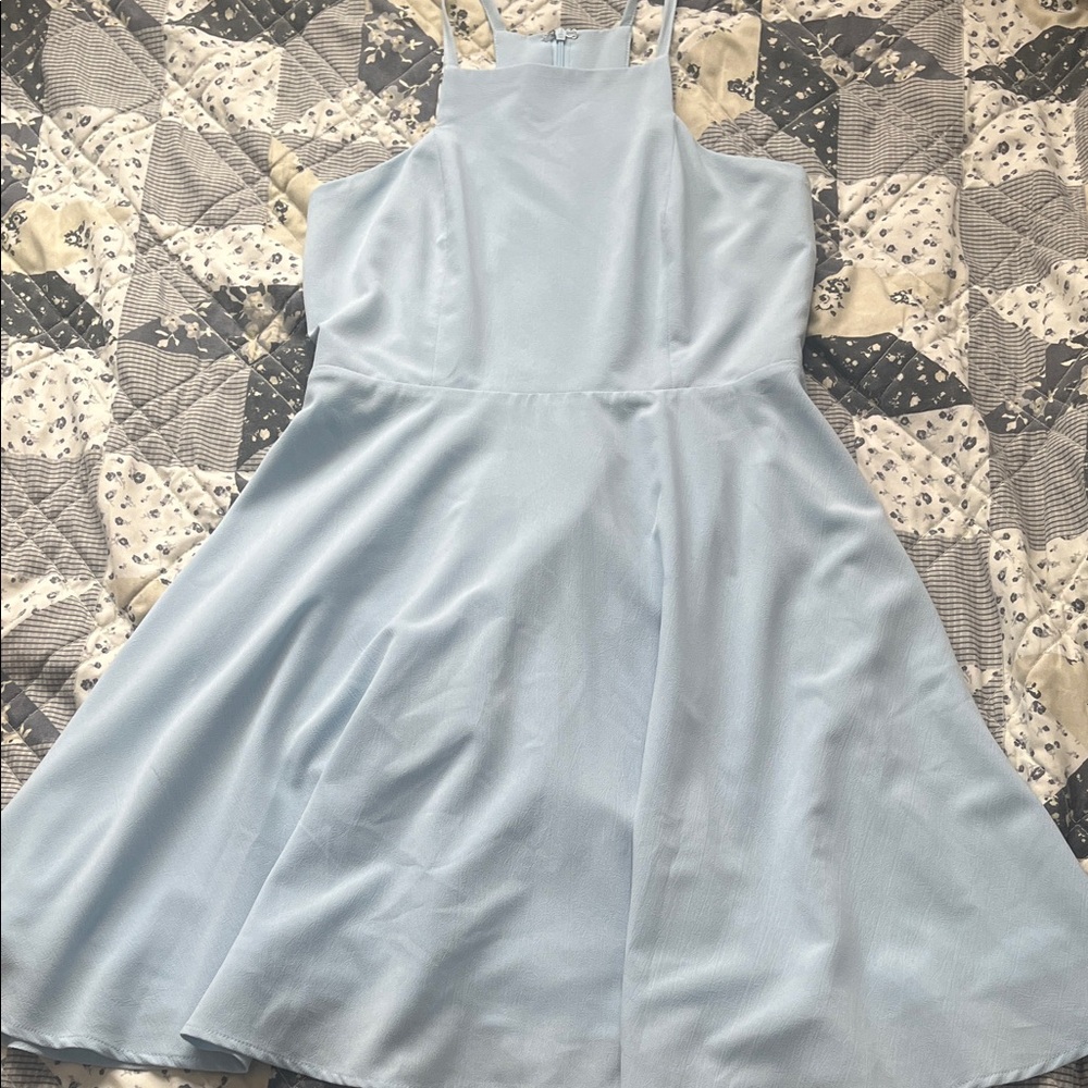 Lulu's Light Blue Halter Mini Dress